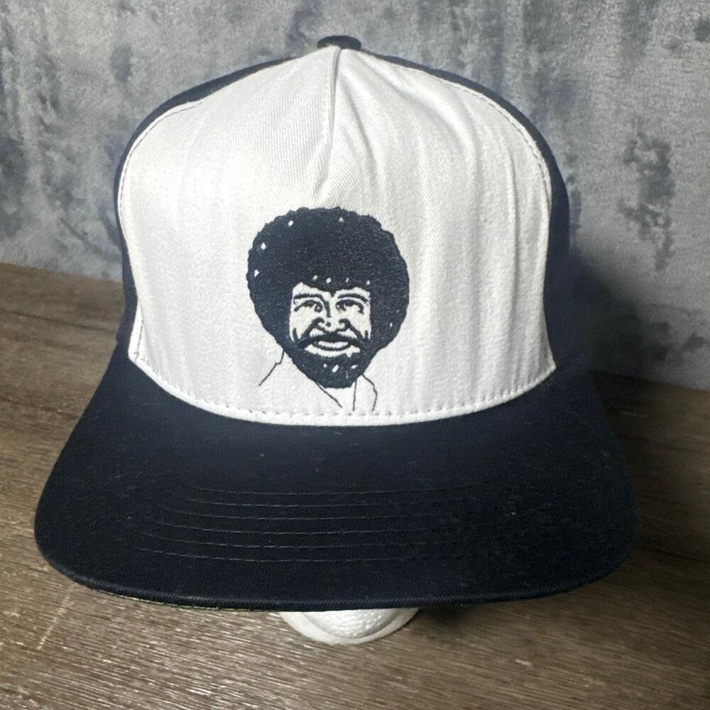 Bob Ross Snapback Hat Caricature Joy of Painting Under Brim Happy Trees Spencers
